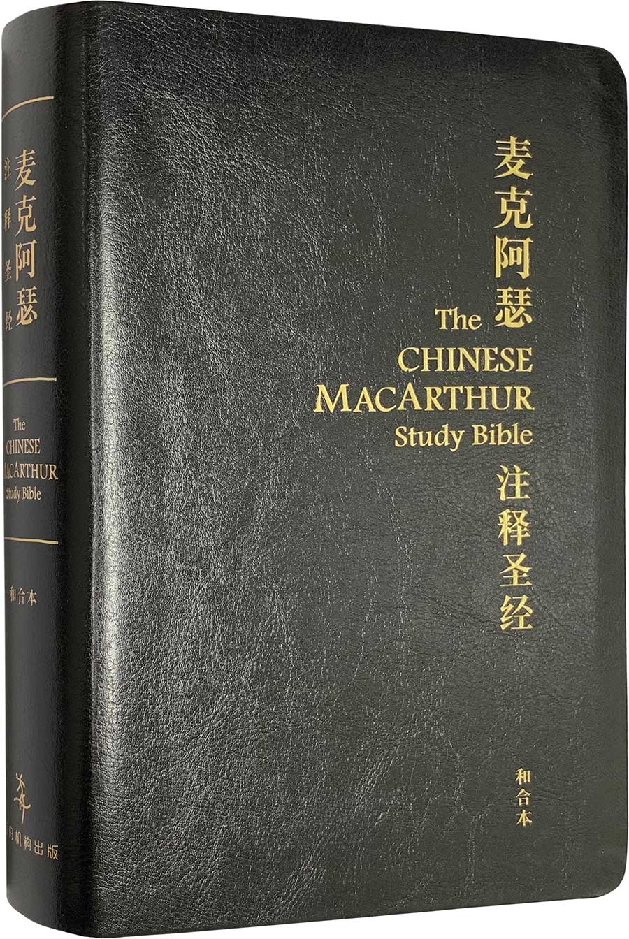 Chinese (Simplified) Black Leather MacArthur Study Bible